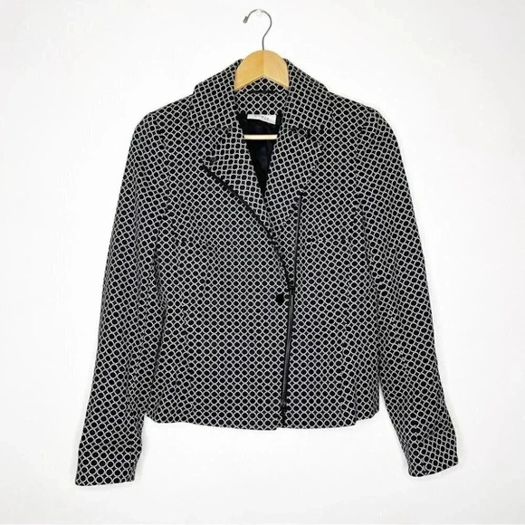 Akris Printed Asymmetrical Moto Zip Blazer Size 6 - Picture 1 of 8